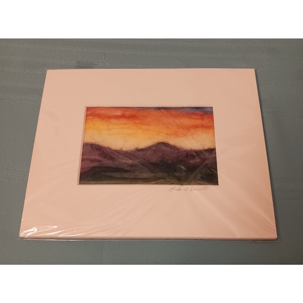Fiber Art Hand Felted Naturally Dyed Wool 8x10 signed Landscape / abstract EUC